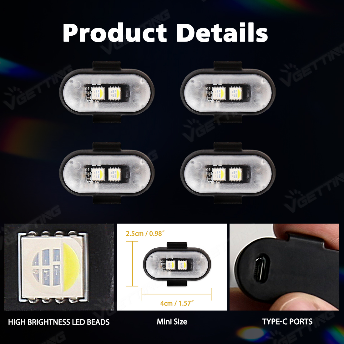 4Pcs Mini Drone Strobe Light 8 - Drone Led Light recension och pris